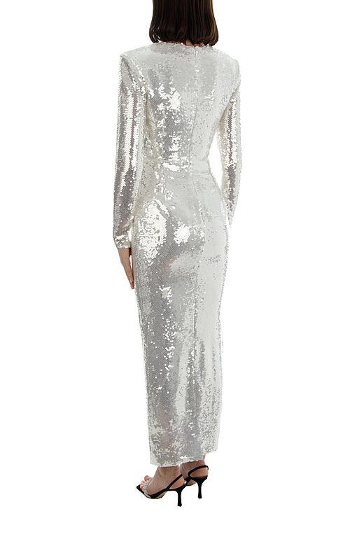 Robe à Sequins avec Détail Découpé et Fleurs 3D - mallymu