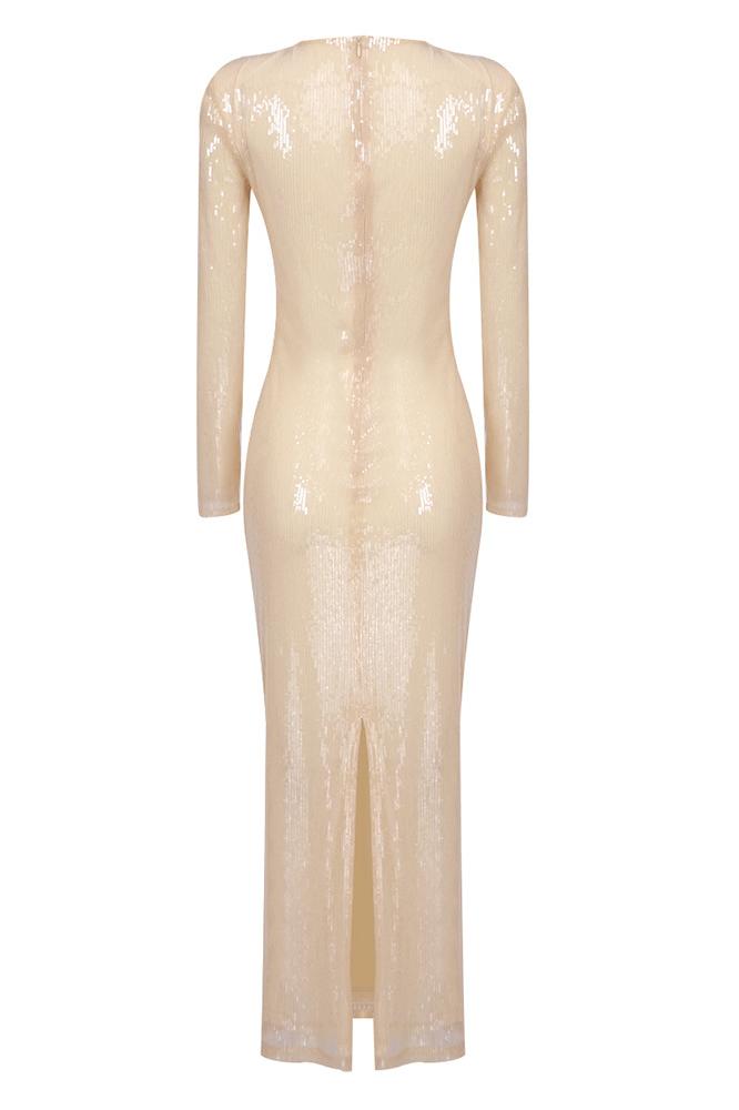 Robe à Sequins avec Détail Découpé et Fleurs 3D - mallymu