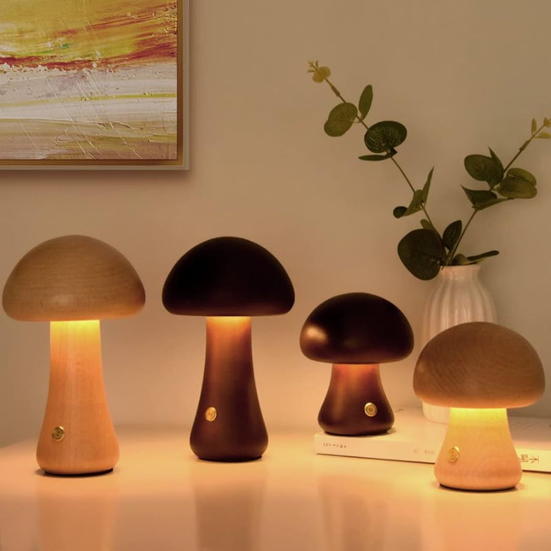 Wooden Mushroom Lamps