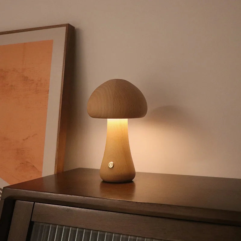 Wooden Mushroom Lamps