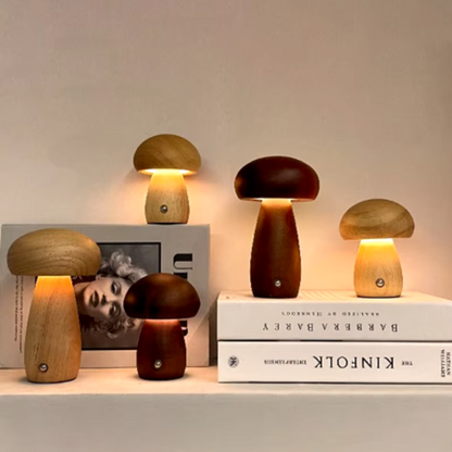 Wooden Mushroom Lamps