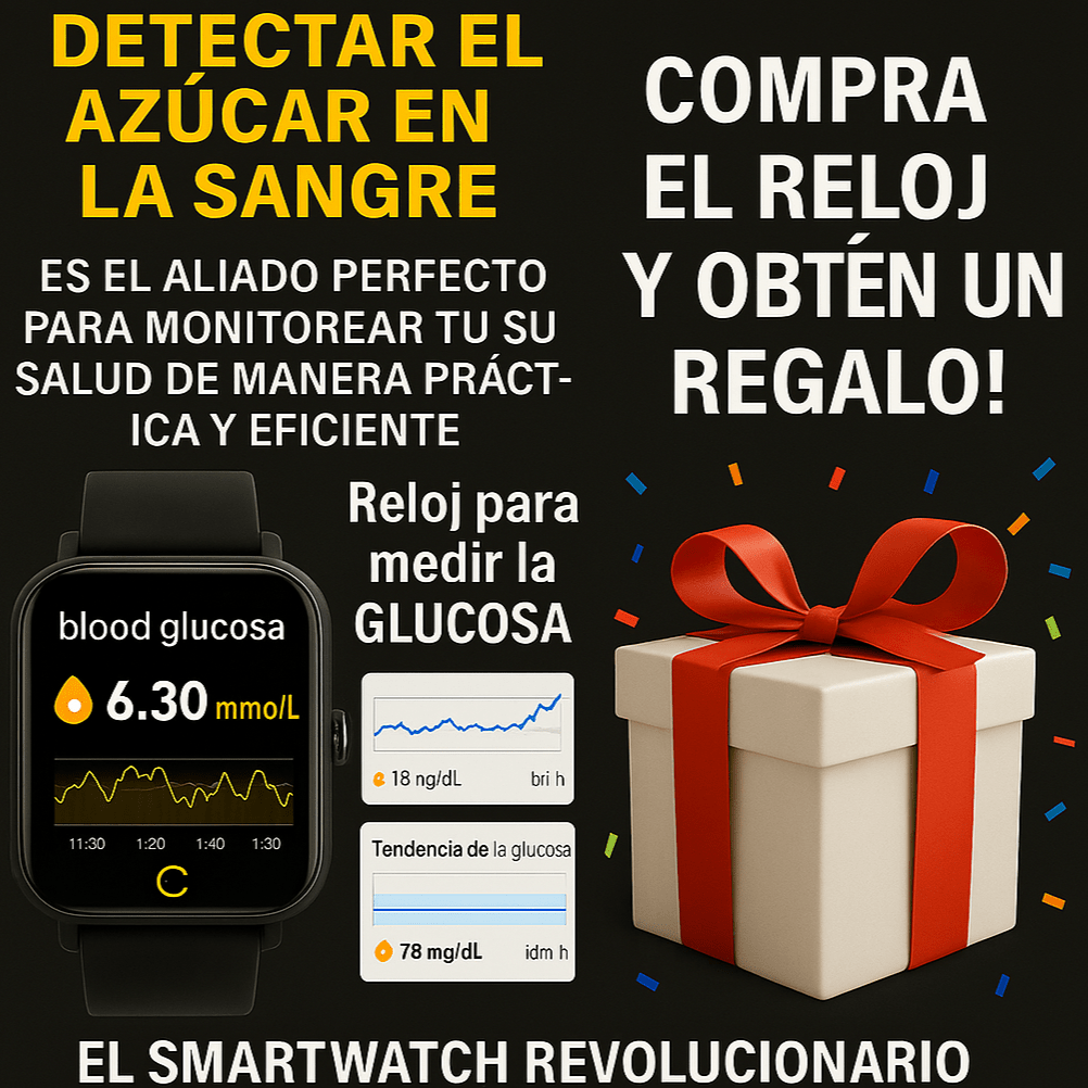GlucoWatch™ para Medir Azúcar en la Sangre + Regalo Sorpresa - Compra y Participa para ganar un Iphone 15 - mallymu